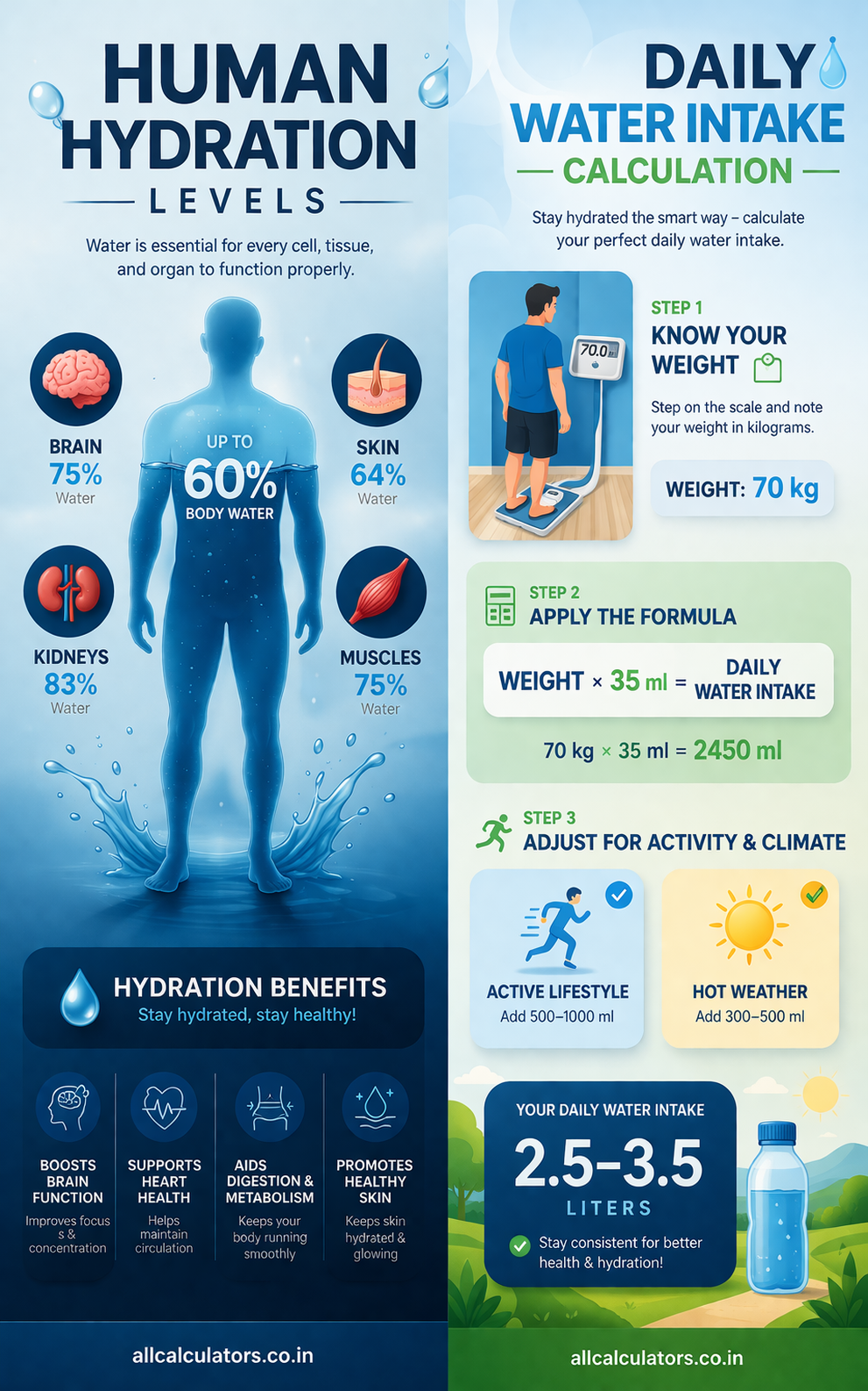 Daily Water Intake Calculator – Calculate Your Hydration Needs Instantly