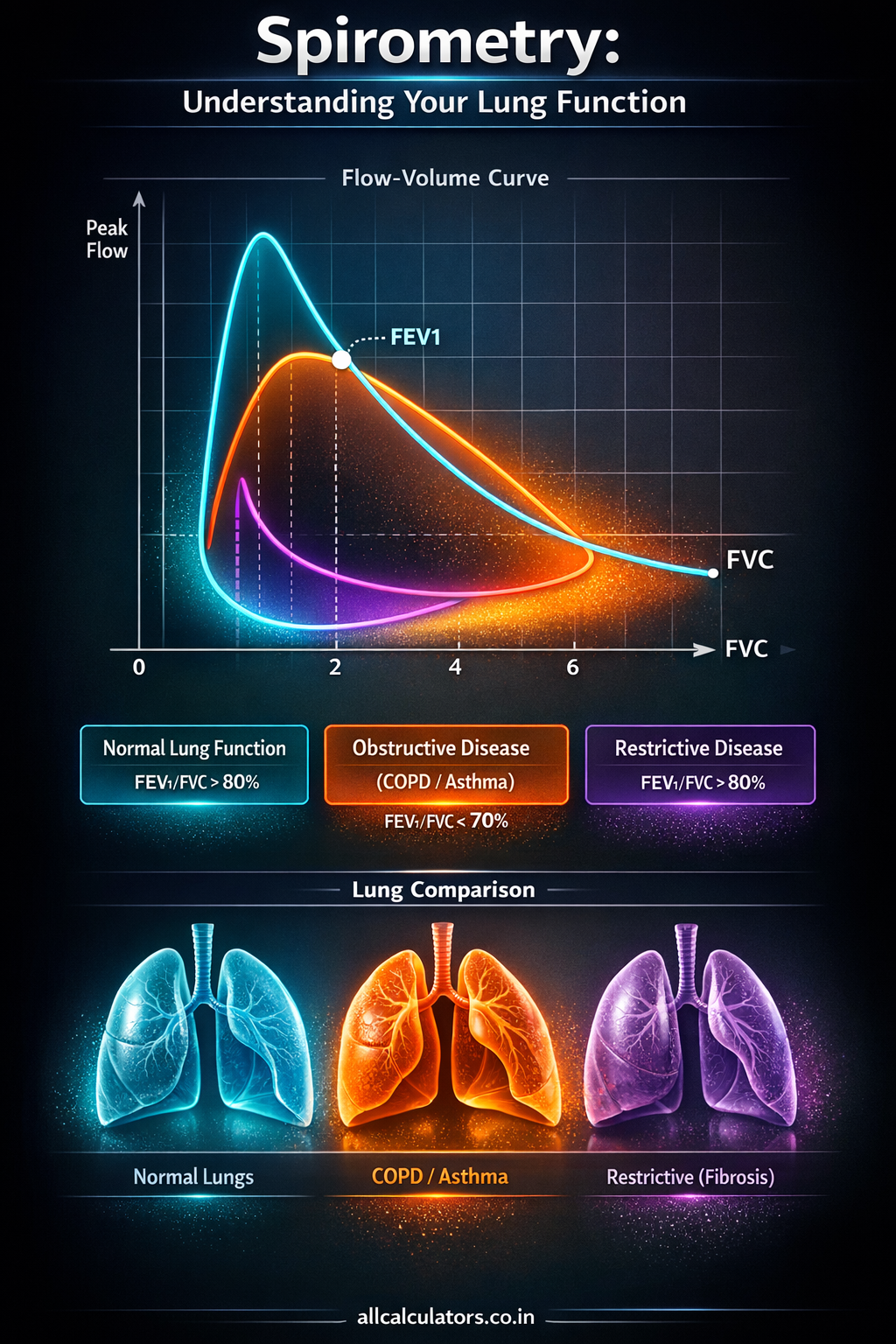 Lung Function Ranges Lung Capacity Calculator (TLC, VC, RV) – Free Human Physiology Tool