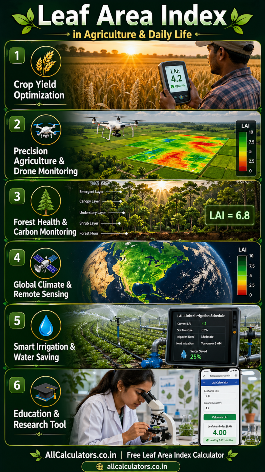 Leaf Area Index Calculator (LAI) – Free Online Tool for Botany ...