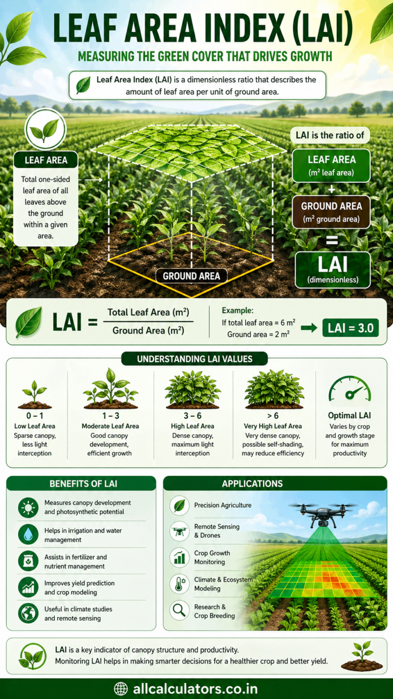 Leaf Area Index Calculator (LAI) – Free Online Tool for Botany ...